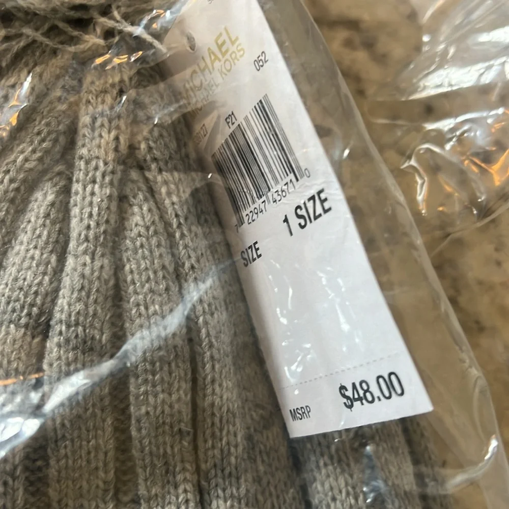 New - Michael Kors Grey Beanie with Pom-Pom - Picture 2 of 4